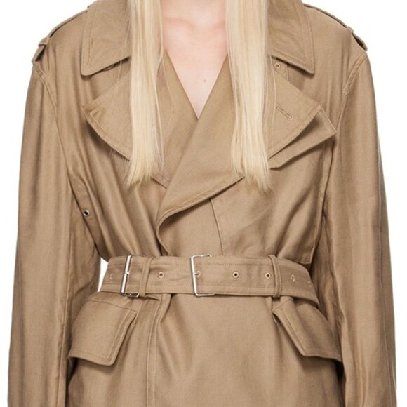 Helmut Lang Taupe Rider Trench Coat in Driftwood Size XS - Picture 1 of 1